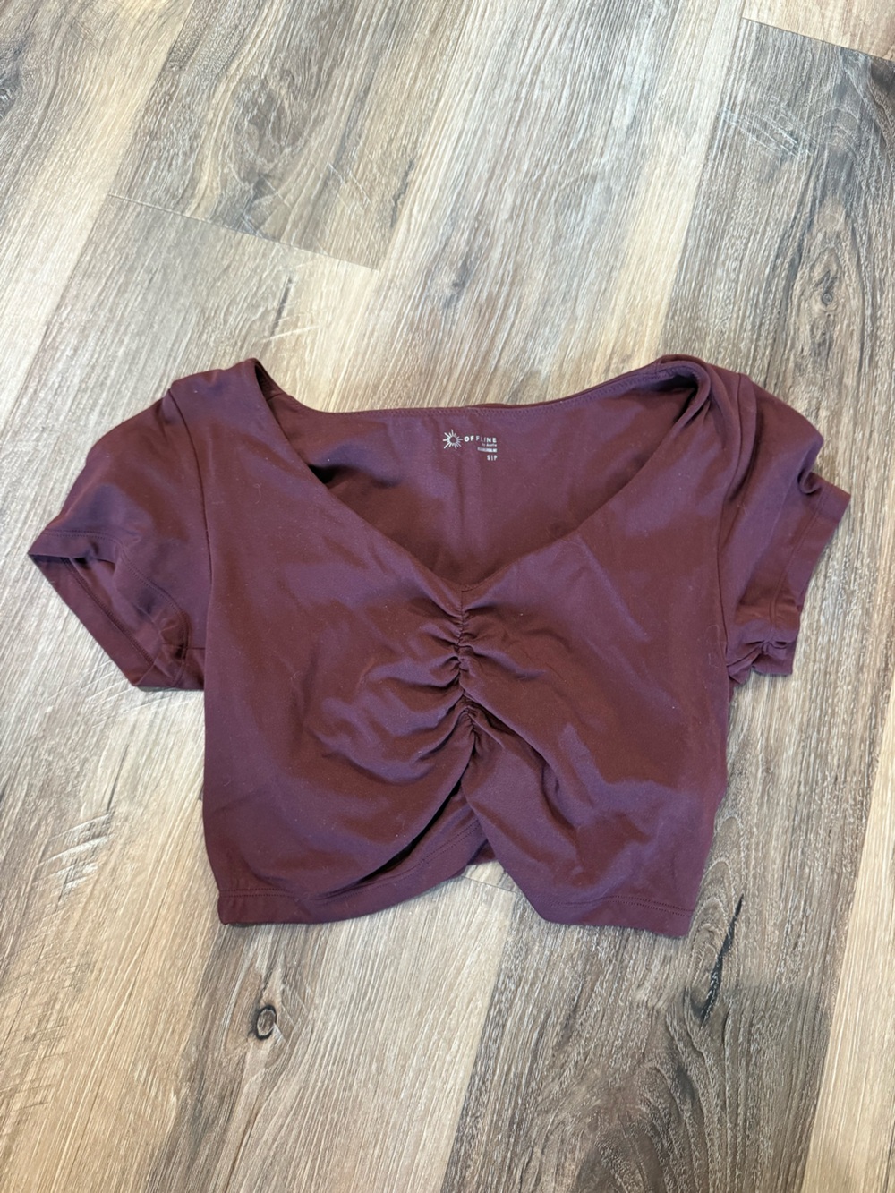 Aerie Offline Women's Maroon Active cropped shirt small